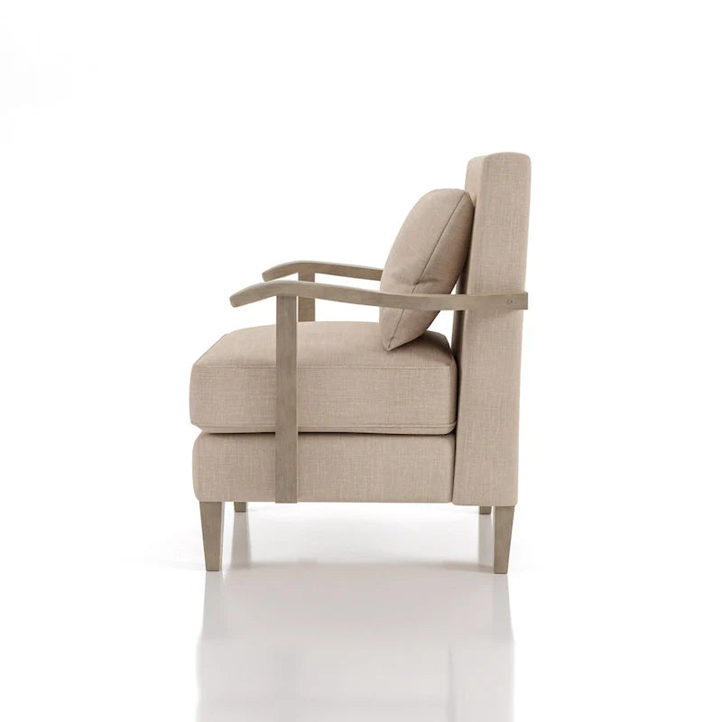Cova Contemporary Beige Fabric Vinyl Accent Chair by Furniture of America