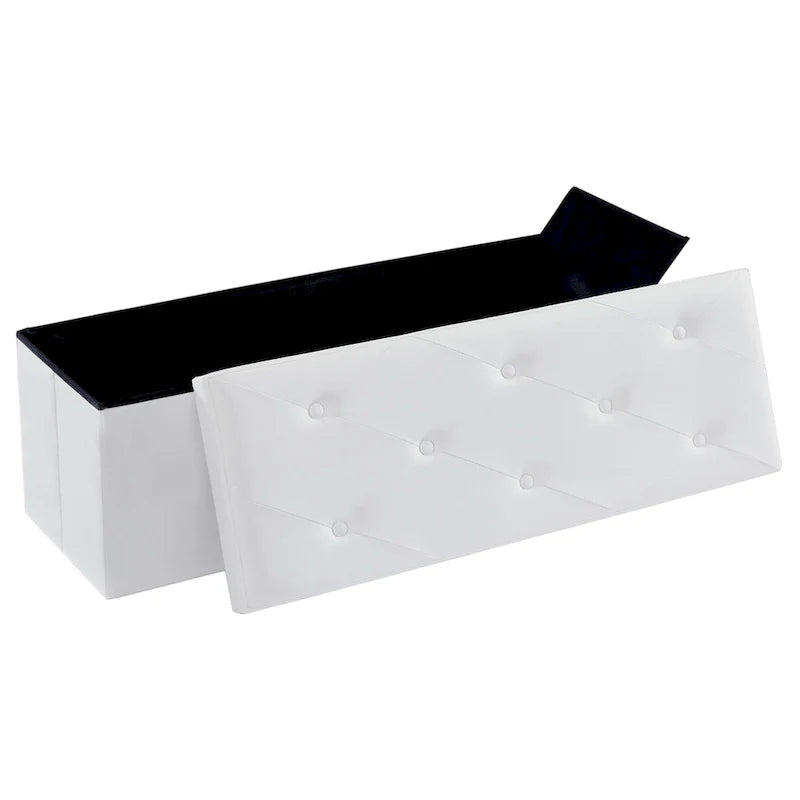 Folding Storage Ottoman, Foot Rest Stool Footstool, Leather Tufted Ottoman, Small Ottoman Cube for Living Room Bedroom Dorm