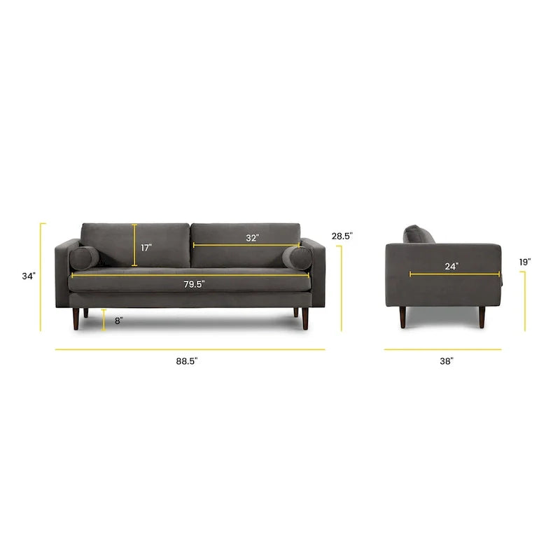 Poly & Bark Napa 72 Velvet Fabric Sofa