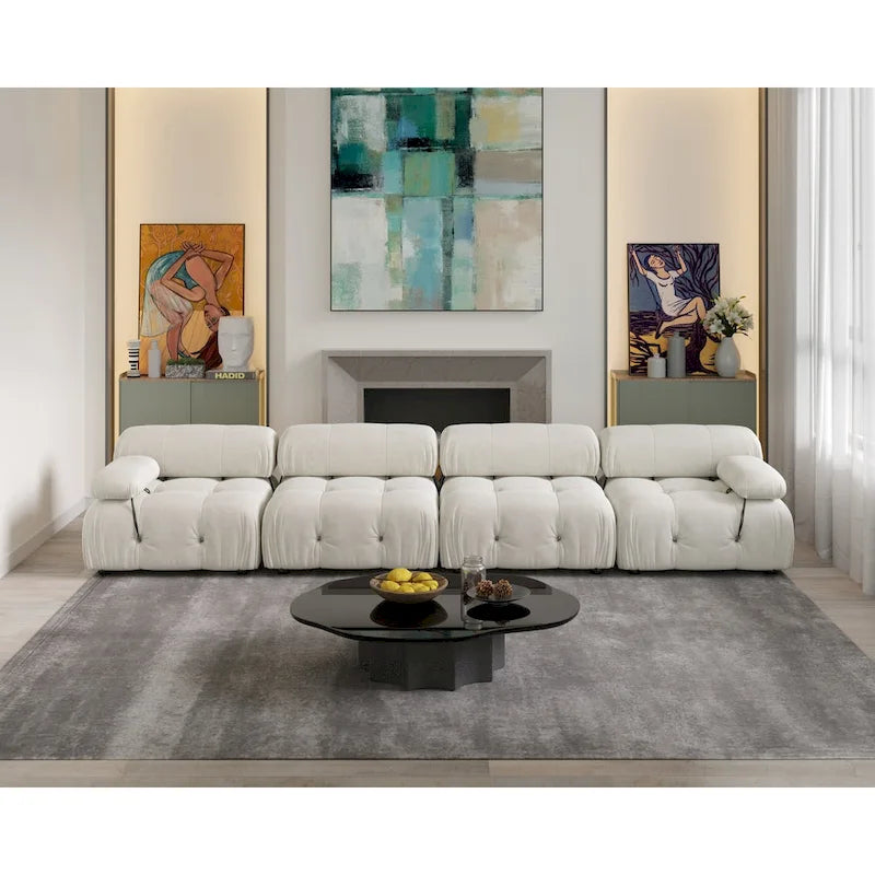 138 Convertible Modular Sectional Sofa, Luxury Modern 4-Seat Wide Couch Sectional for Living Room Bedroom Office Apartment