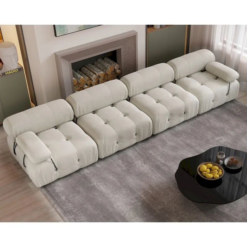 138 Convertible Modular Sectional Sofa, Luxury Modern 4-Seat Wide Couch Sectional for Living Room Bedroom Office Apartment