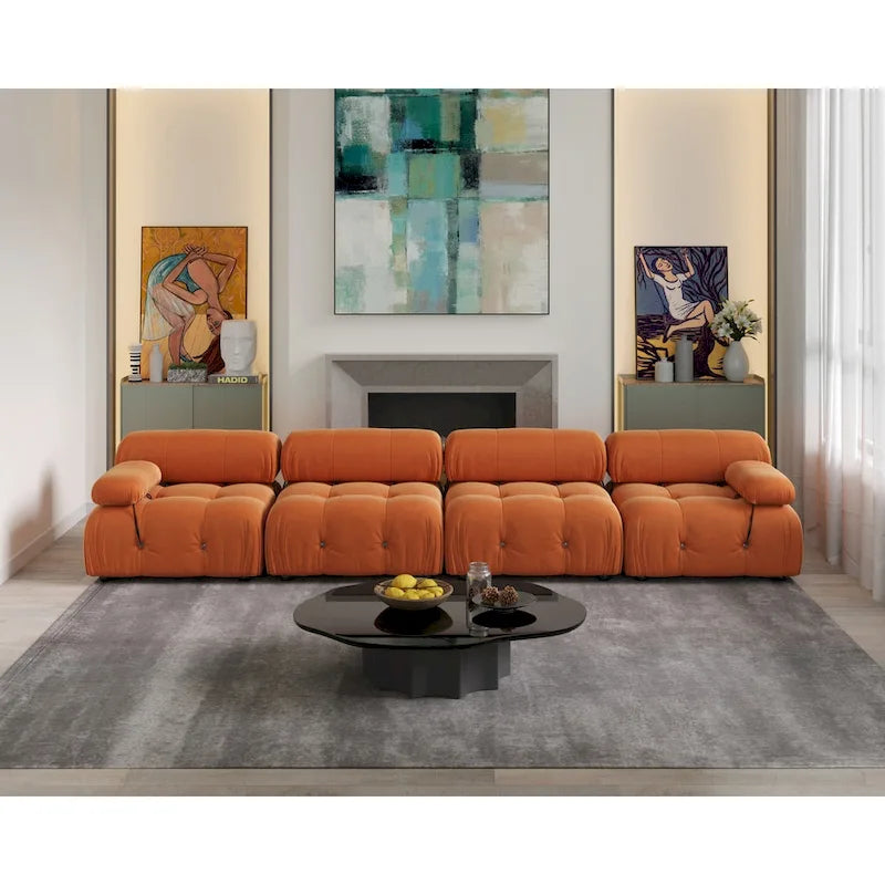 138 Convertible Modular Sectional Sofa, Luxury Modern 4-Seat Wide Couch Sectional for Living Room Bedroom Office Apartment