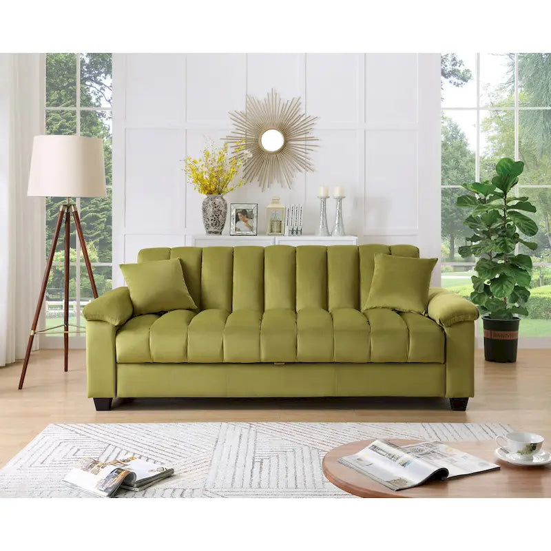 83 Comfortable Velvet Storage Sleeper Convertible Sofa Bed.
