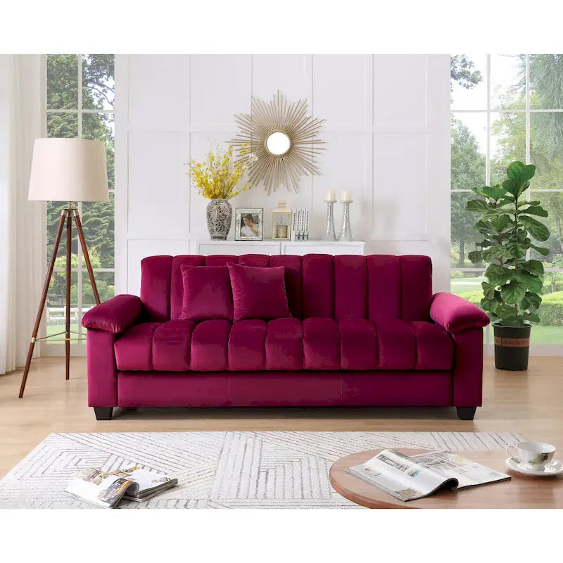 83 Comfortable Velvet Storage Sleeper Convertible Sofa Bed.