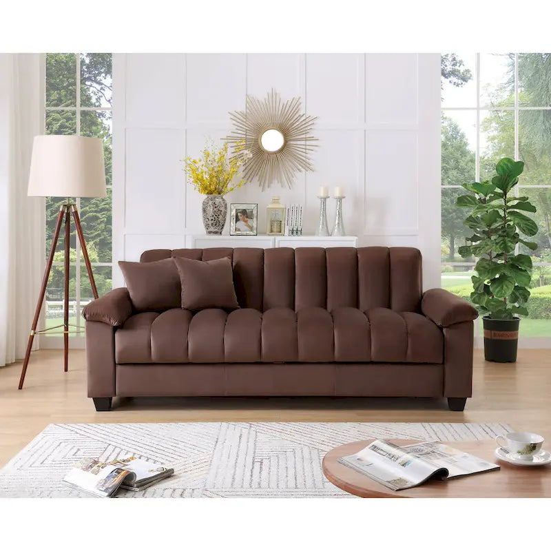 83 Comfortable Velvet Storage Sleeper Convertible Sofa Bed.