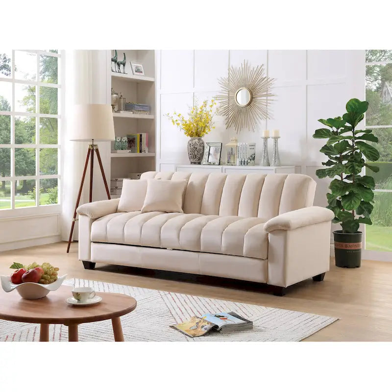83 Comfortable Velvet Storage Sleeper Convertible Sofa Bed.