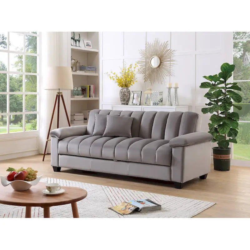 83 Comfortable Velvet Storage Sleeper Convertible Sofa Bed.