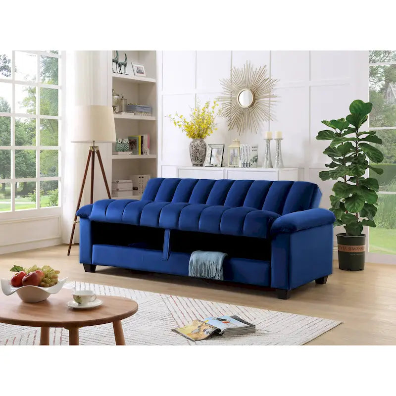 83 Comfortable Velvet Storage Sleeper Convertible Sofa Bed.
