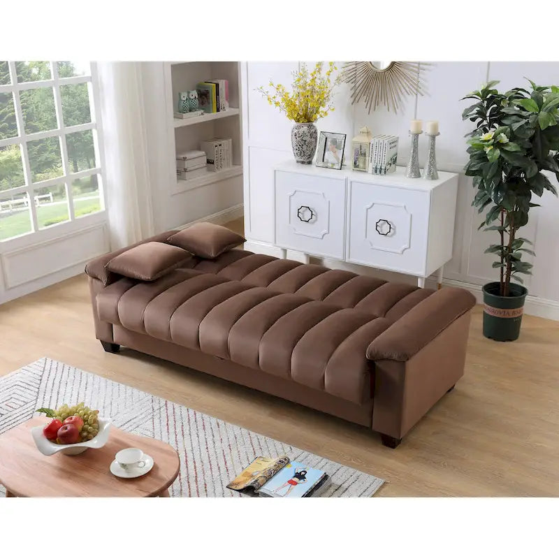 83 Comfortable Velvet Storage Sleeper Convertible Sofa Bed.