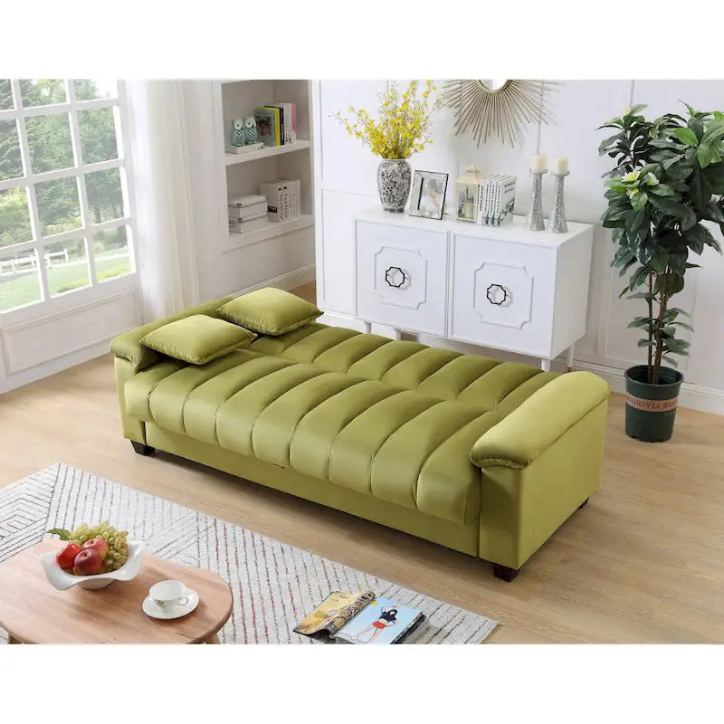 83 Comfortable Velvet Storage Sleeper Convertible Sofa Bed.