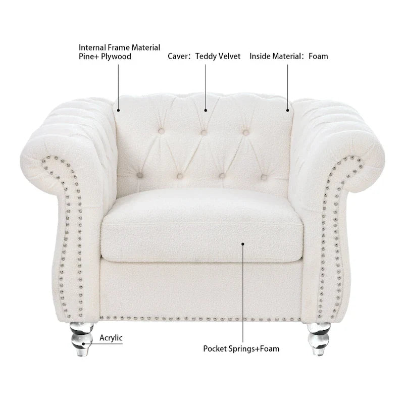 Classic Design Comfortable 1 Seater Sofa Accent Chair For Living Room