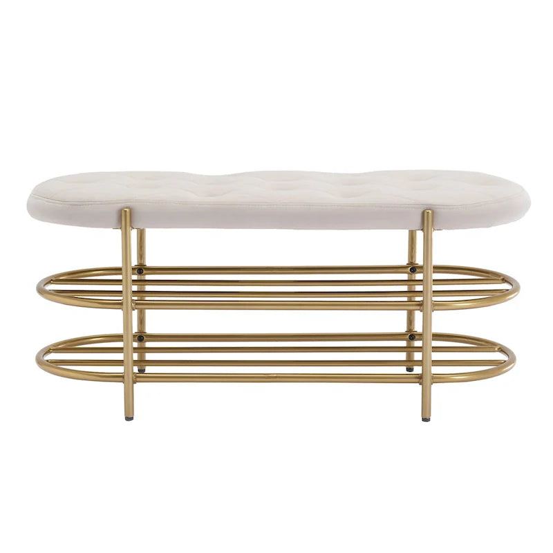 SEYNAR 40 Velvet Upholstered Living Room Bench with Double shoe rack