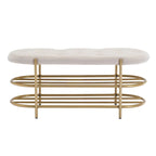 SEYNAR 40 Velvet Upholstered Living Room Bench with Double shoe rack