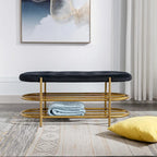 SEYNAR 40 Velvet Upholstered Living Room Bench with Double shoe rack