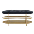 SEYNAR 40 Velvet Upholstered Living Room Bench with Double shoe rack