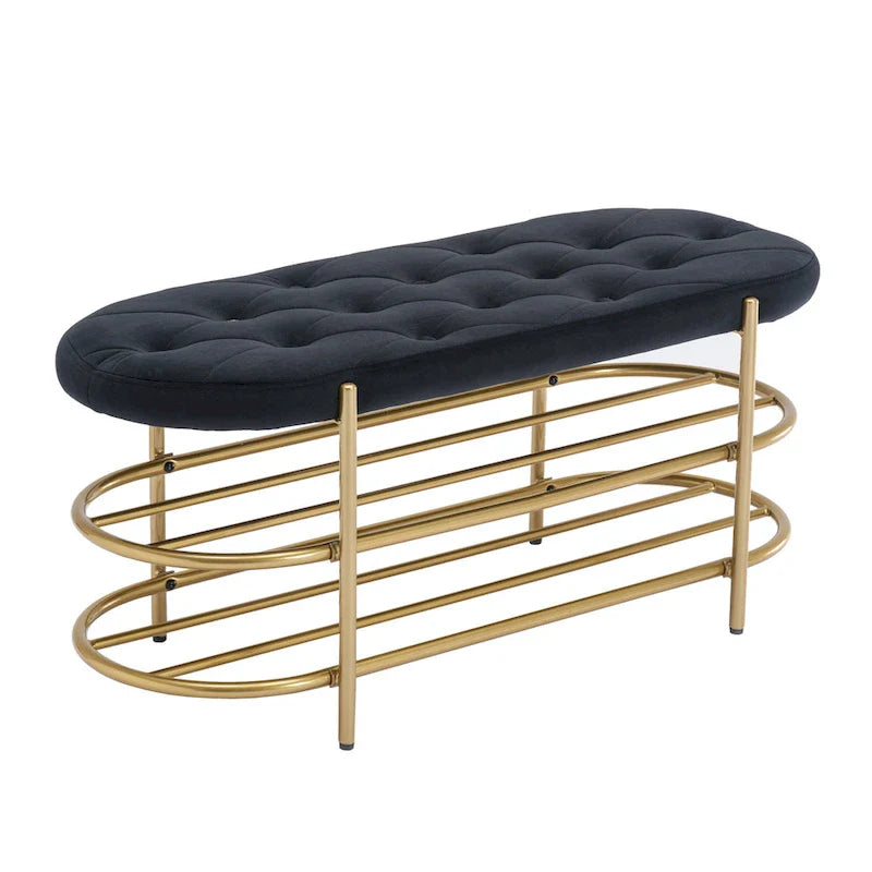 SEYNAR 40 Velvet Upholstered Living Room Bench with Double shoe rack