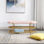 SEYNAR 40 Velvet Upholstered Living Room Bench with Double shoe rack