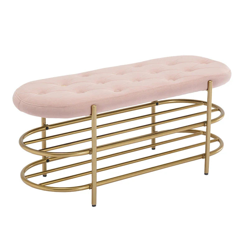 SEYNAR 40 Velvet Upholstered Living Room Bench with Double shoe rack