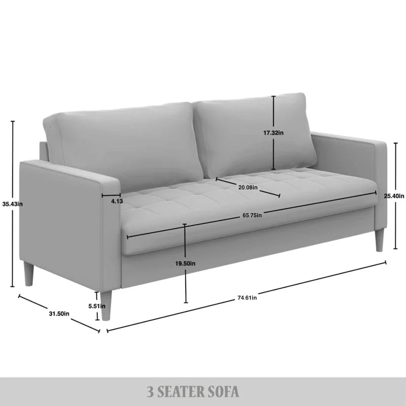 CraftPorch Contemporary Minimalist Linen Upholstered 3-Piece Living Room Set