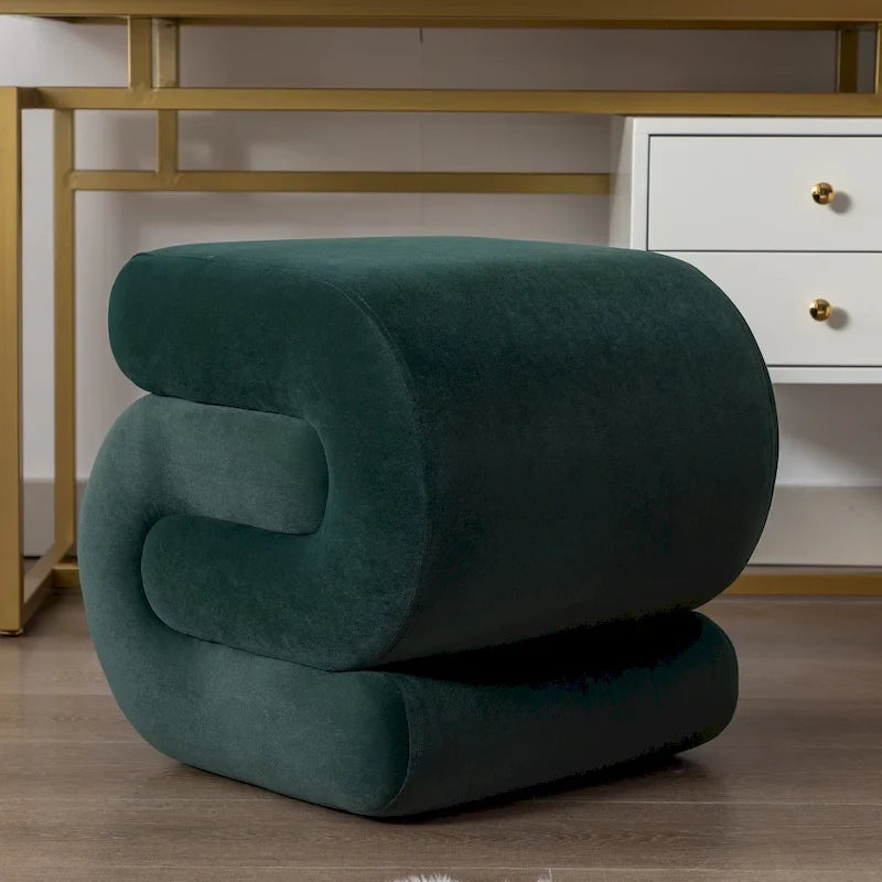 Modern S-shape Fabric Ottoman Makeup Stool Footstool
