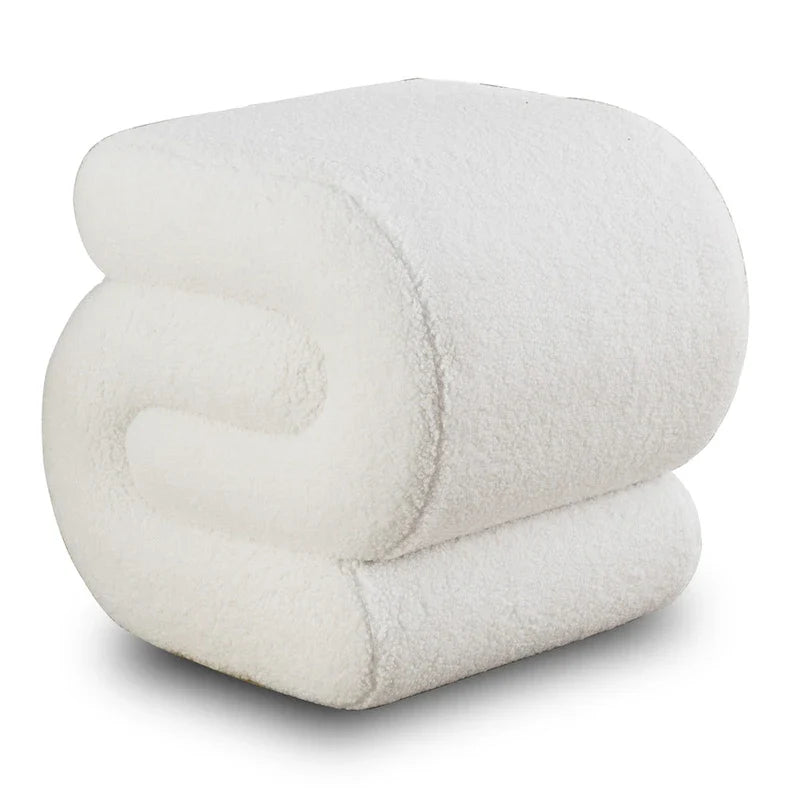 Modern S-shape Fabric Ottoman Makeup Stool Footstool