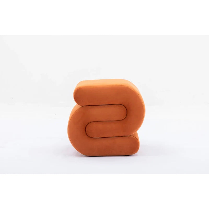 Modern S-shape Fabric Ottoman Makeup Stool Footstool