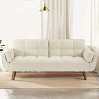 75.39 IN. Futon Sofa Bed, Convertible Upholstered Couch Sleeper with Reclining Sleeper Split Tufted Back