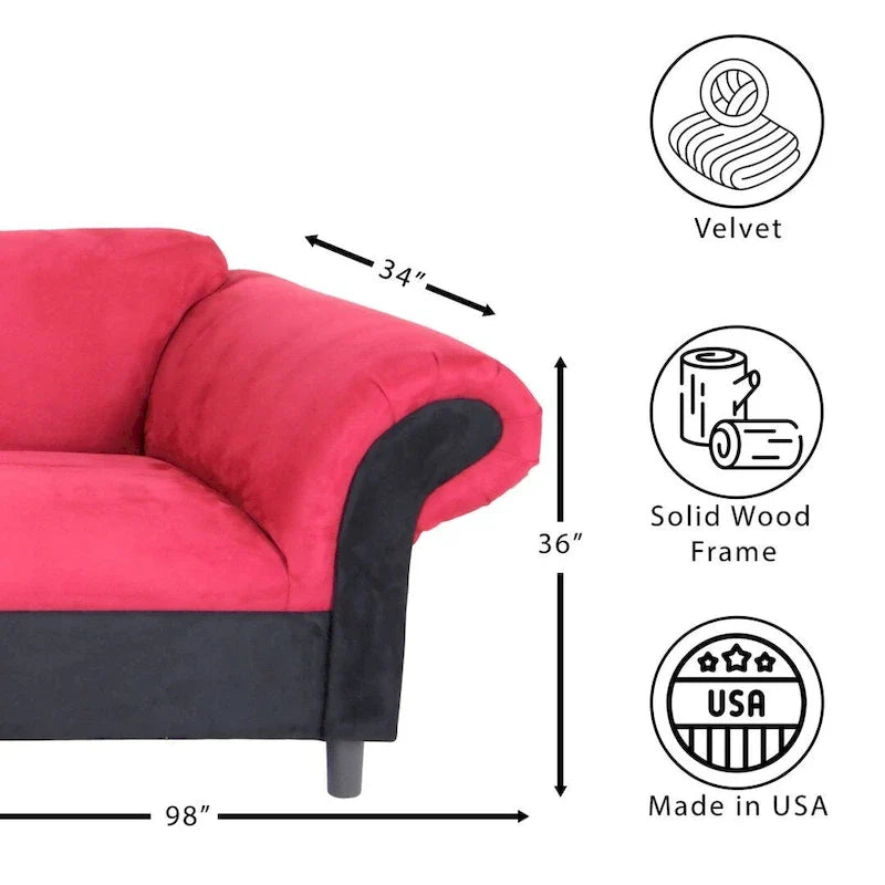 Coast to Coast Sofas Traditional 3 Seater Sofa Velvet Solid Wood Frame Upholstered
