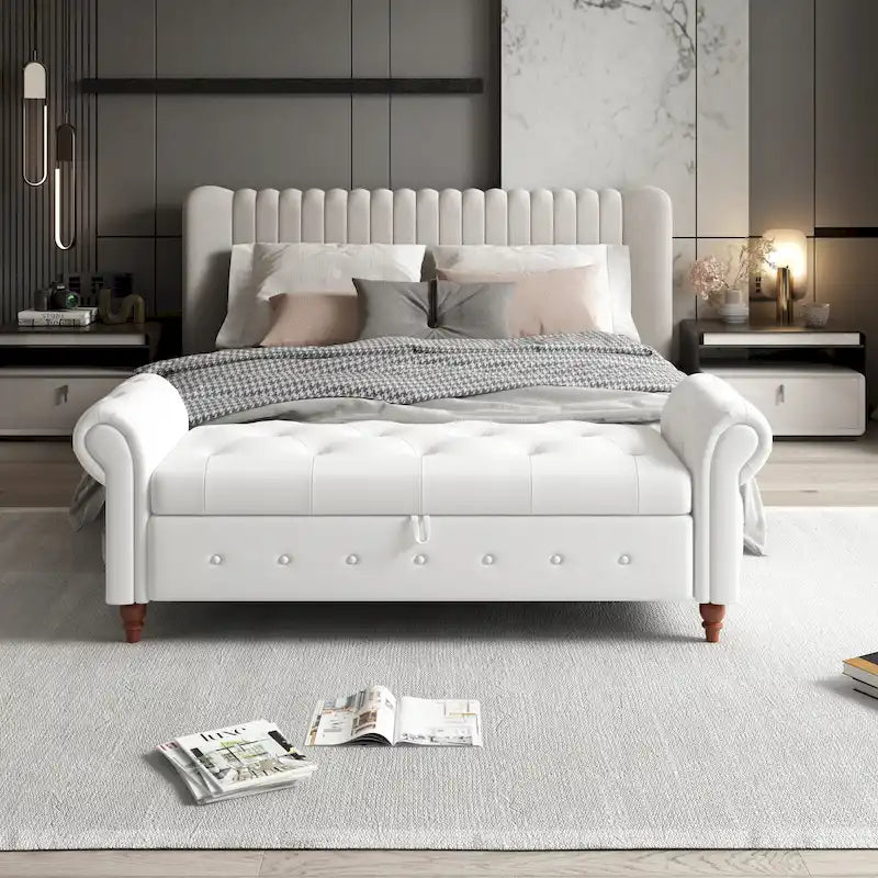 Modern Storage Bed Bench,Shoe Bench,Footrest with Rolled Arms