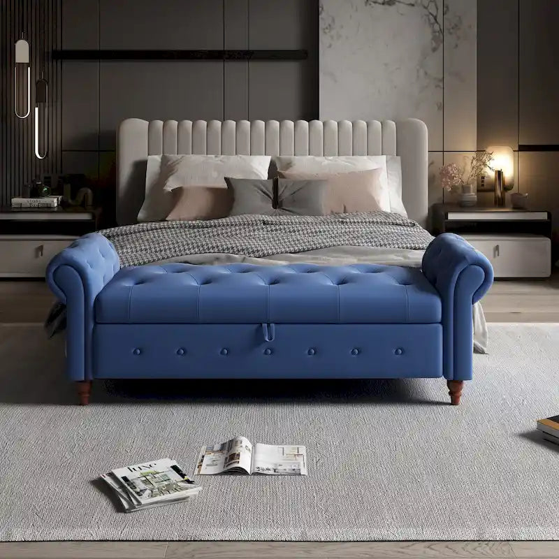 Modern Storage Bed Bench,Shoe Bench,Footrest with Rolled Arms