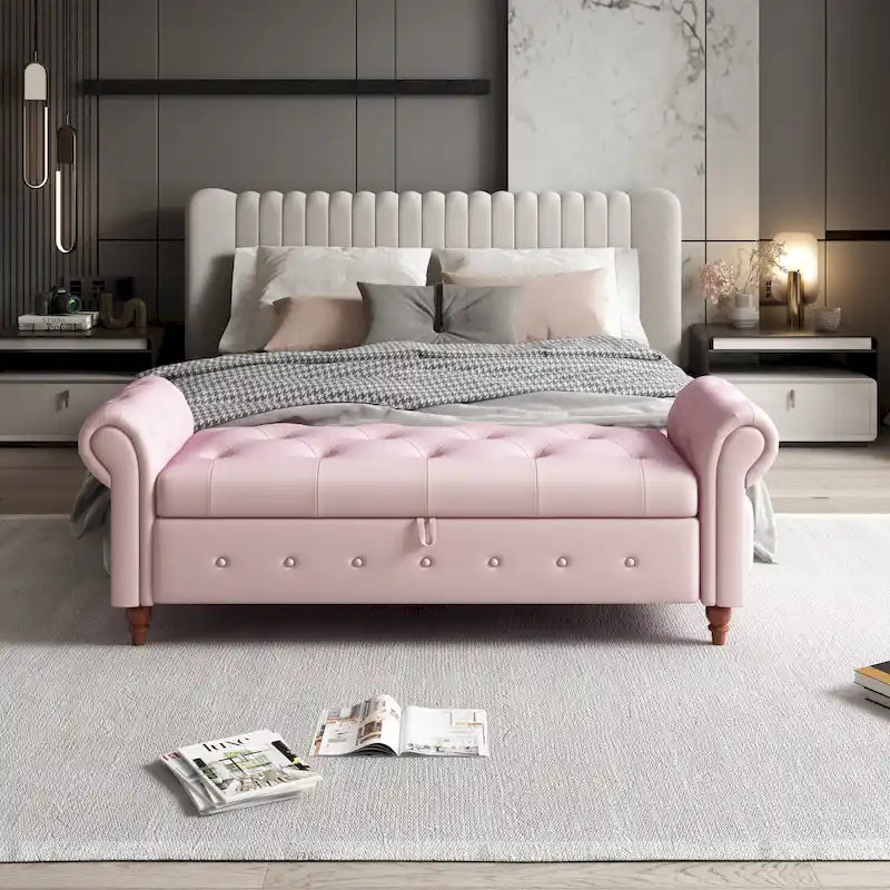 Modern Storage Bed Bench,Shoe Bench,Footrest with Rolled Arms
