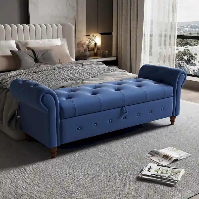 Modern Storage Bed Bench,Shoe Bench,Footrest with Rolled Arms