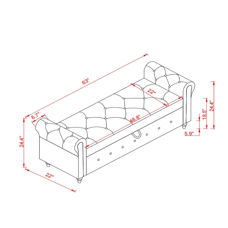 Modern Storage Bed Bench,Shoe Bench,Footrest with Rolled Arms