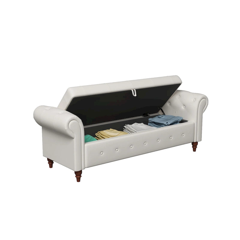 Modern Storage Bed Bench,Shoe Bench,Footrest with Rolled Arms