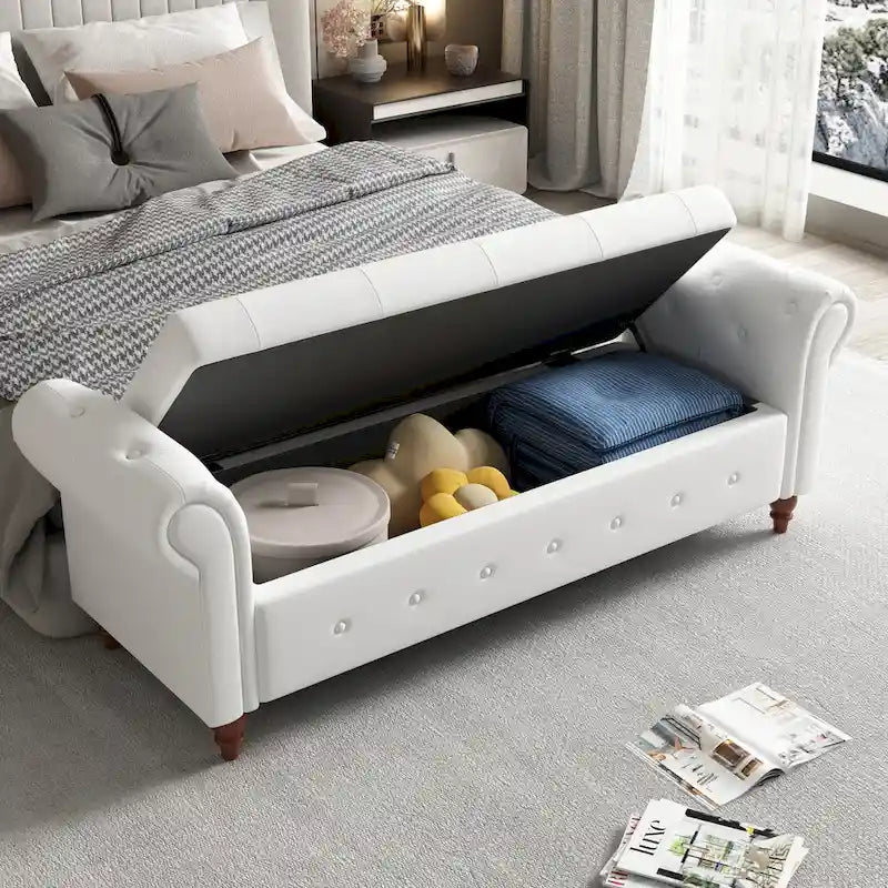 Modern Storage Bed Bench,Shoe Bench,Footrest with Rolled Arms