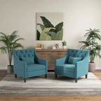 HUIMO Arm Chair Comfy Club Chair with Pillow Beige/ Dark Teal/ Blue