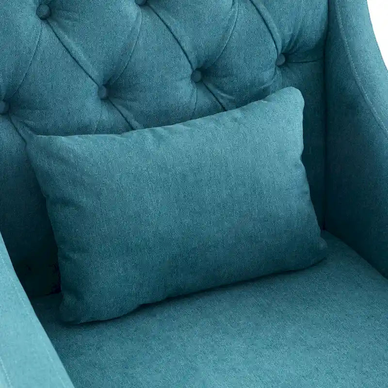 HUIMO Arm Chair Comfy Club Chair with Pillow Beige/ Dark Teal/ Blue