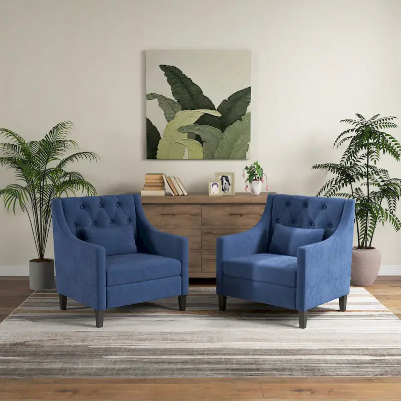 HUIMO Arm Chair Comfy Club Chair with Pillow Beige/ Dark Teal/ Blue