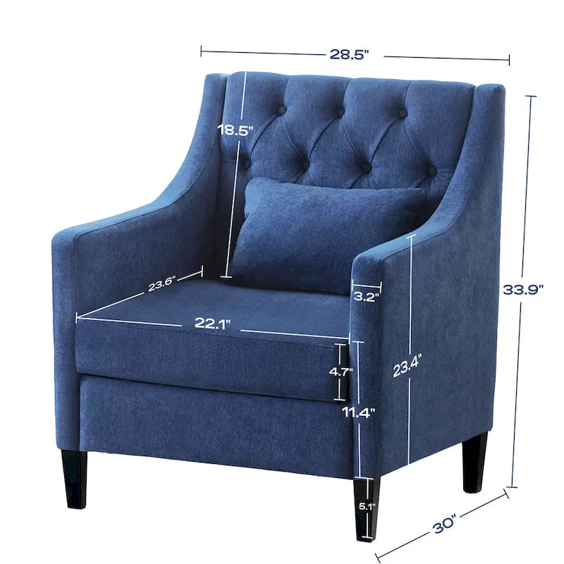 HUIMO Arm Chair Comfy Club Chair with Pillow Beige/ Dark Teal/ Blue