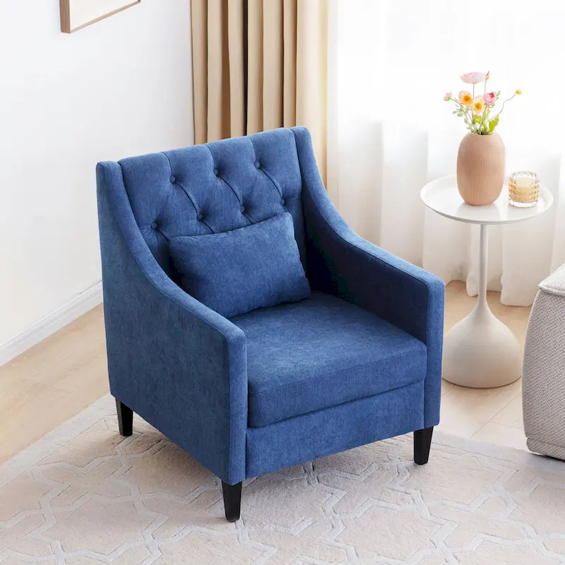 HUIMO Arm Chair Comfy Club Chair with Pillow Beige/ Dark Teal/ Blue