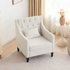 HUIMO Arm Chair Comfy Club Chair with Pillow Beige/ Dark Teal/ Blue