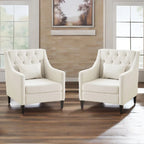 HUIMO Arm Chair Comfy Club Chair with Pillow Beige/ Dark Teal/ Blue