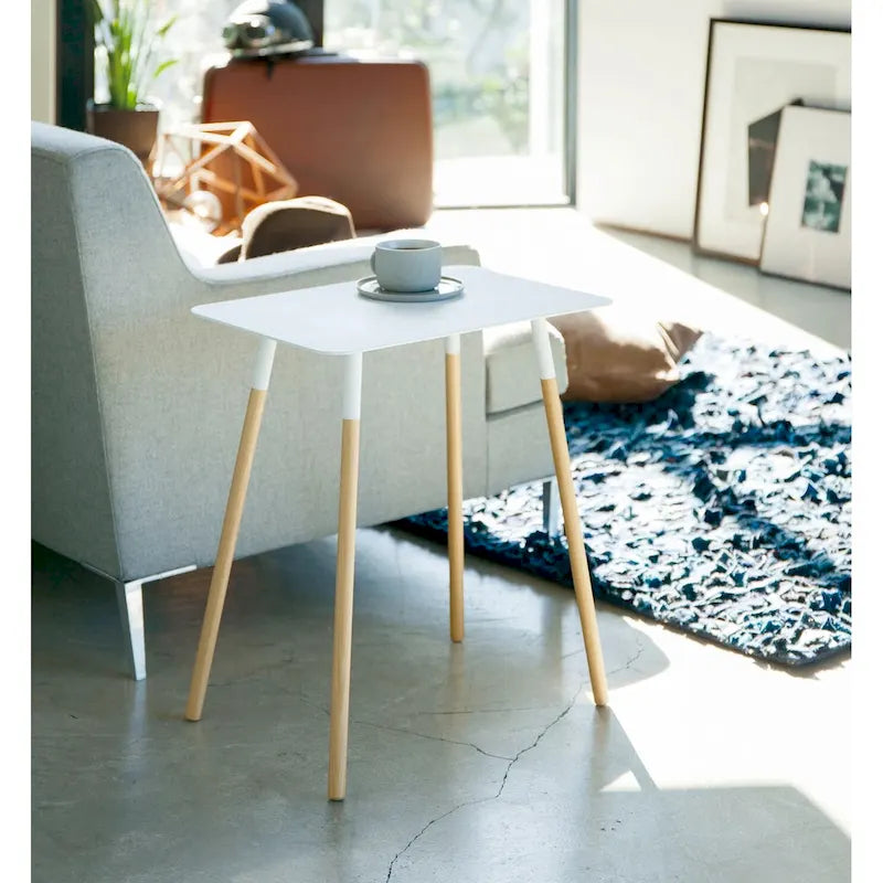 Yamazaki Home Side Table, Steel, Holds 22 lbs, Minimal Assembly - L 11.81 x W 17.72 x H 19.69 inches