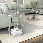 Gable Glam 2-Piece Glass Top Coffee Table Set with Shelf by Furniture of America