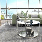 Gable Glam 2-Piece Glass Top Coffee Table Set with Shelf by Furniture of America