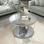 Gable Glam 2-Piece Glass Top Coffee Table Set with Shelf by Furniture of America
