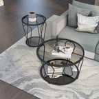 Gable Glam 2-Piece Glass Top Coffee Table Set with Shelf by Furniture of America
