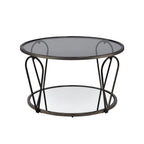 Gable Glam 2-Piece Glass Top Coffee Table Set with Shelf by Furniture of America