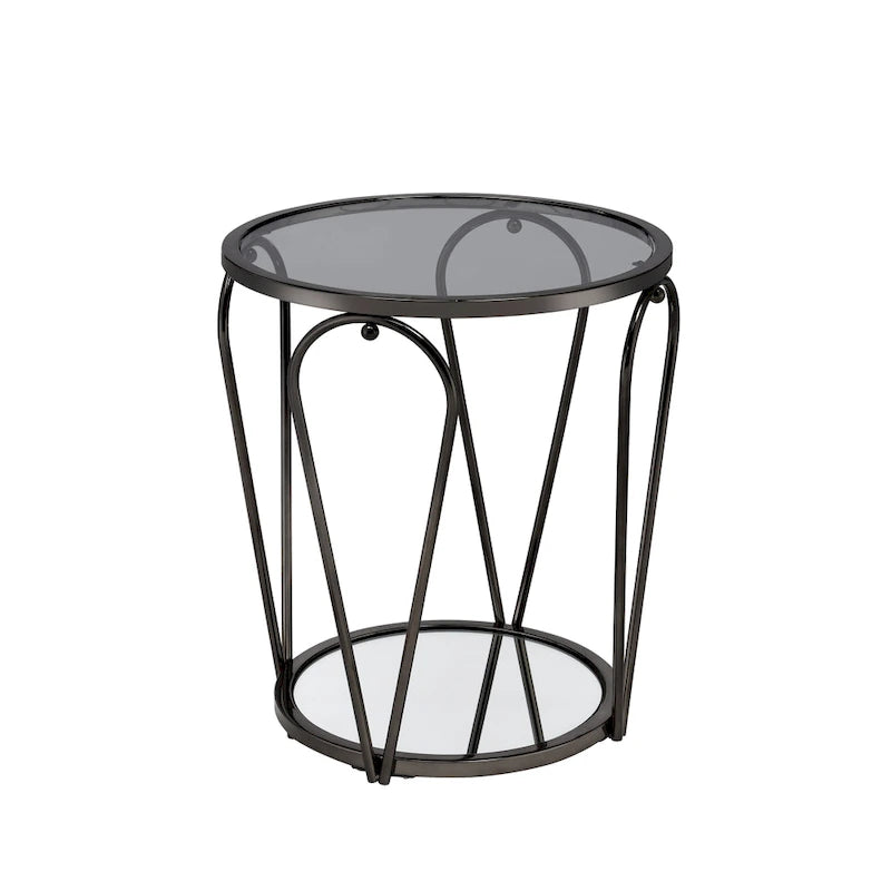 Gable Glam 2-Piece Glass Top Coffee Table Set with Shelf by Furniture of America