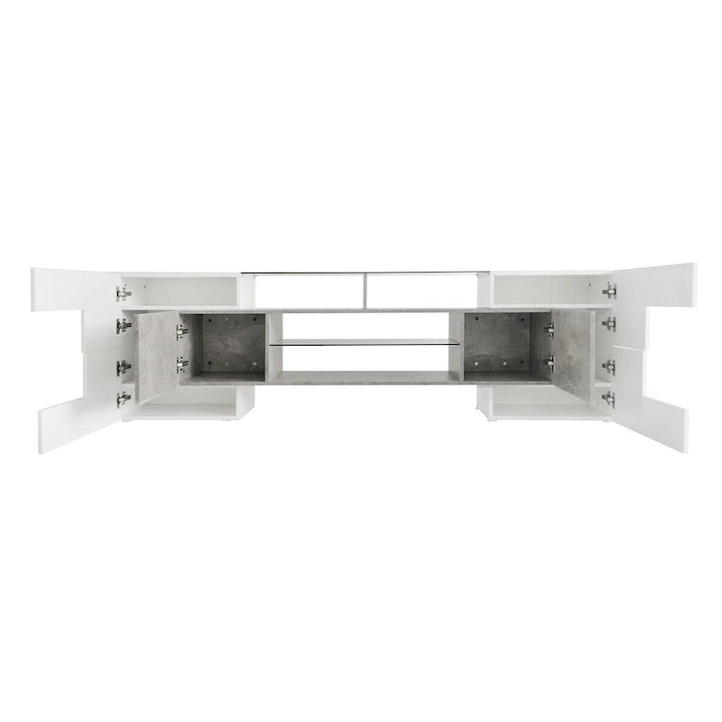 Merax TV Stand with 2 Illuminated Glass Shelves, High Gloss Entertainment Center for TVs Up to 80 - n/a